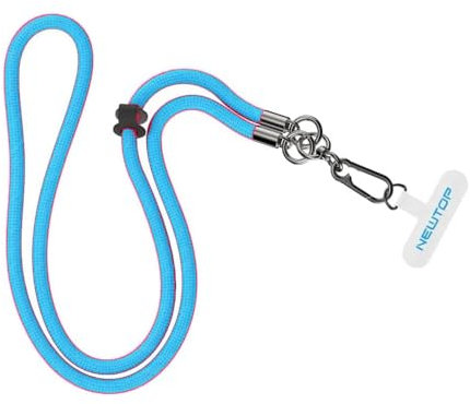 N NEWTOP Laccetto CV37 Cordino Tracolla Regolabile Cinghia Corda TPU da Cover Appendere Catena Rimovibile Estate Sport Fitness Inverno Montagna Universale per Cellulare Smartphone (Azzurro, 80cm)