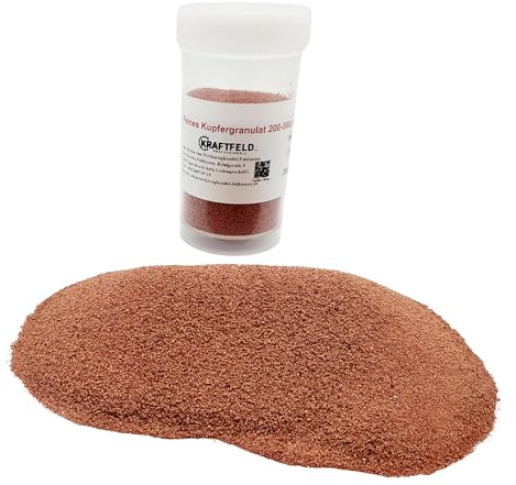 (125 €/kg) 200 g mycket fint koppargranulat, kornstorlek ca 250 µm mikrometer (0,25 mm)