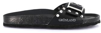 GRUNLAND SARA CB0789 nero ciabatte donna anatomiche fibbia borchie re-soft 40