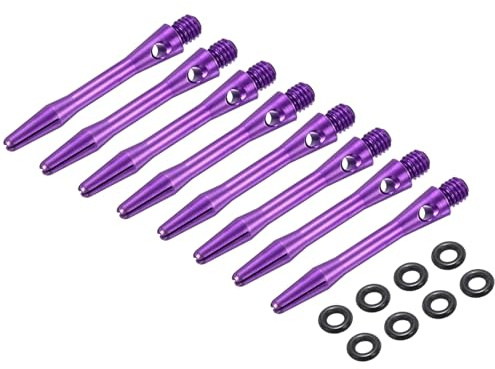 PATIKIL Aluminum Dart Shafts 35mm, 8 Pack 2BA Thread Dart Stems Replacement Accessories with Rubber Rings for Steel Tip, Purple