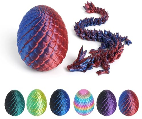 Mysigt drakägg med 3D, drakägg med drake, drake, 3D-drakefigur – ett magiskt dekorationsföremål och gåva (draklaserblå)