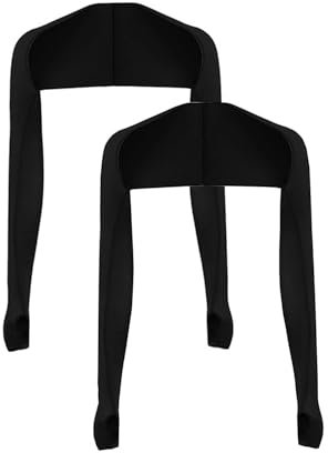 Braccia Protezione Solare Donna Estiva, Raffreddamento Scialle Maniche Braccio con Foro Dito, Traspirante Seta di Ghiaccio Manicotti Braccia per Ciclismo, Corsa, Attività All'aperto (2 x Nero)