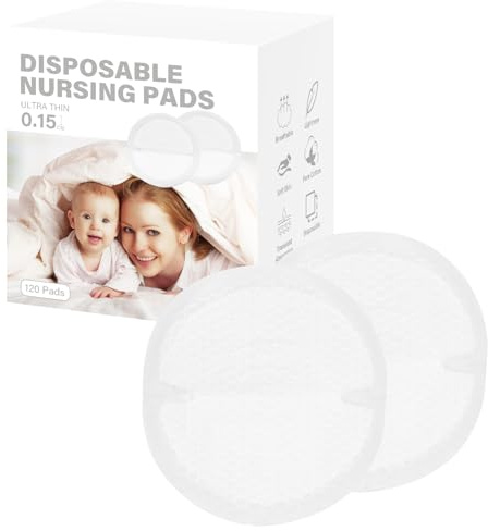 Disposable Breast Pads Nursing, Super Soft & Ultra Absorbent Breastfeeding Pads - Leak-Proof, Ultra Thin Stay-Dry Nursing Pads for Milk Leakage Protection - 120 Count (White)