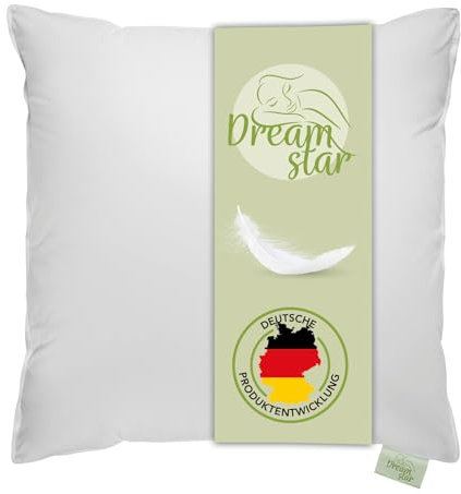 DREAMSTAR Daunenkissen 80 x 80 cm | 3-Kammer Daunenkopfkissen | Kopfkissen 80 x 80 Daunen & Federn | Kissen ÖKO-TEX | Top Hotelqualität | Allergiker geeignet