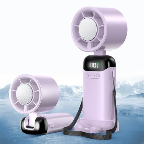 Jsdoin mini ventilatore portatile ricaricabile,5 velocità Turbo ventilatore usb da tavolo,ventilatore piccolo portatile a batteria, per casa, ufficio, camera da letto, viaggi e all’aperto (Viola)