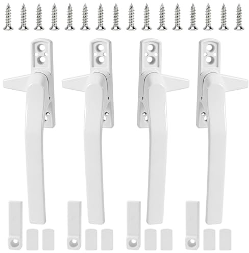 4 PCS Window Handles for Upvc Windows, Window Handle Replacement Durable Aluminum Alloy, Double Glazing Handles for Windows and Sliding Doors (White)