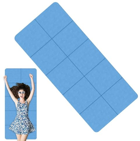 Alfombra de yoga de viaje plegable – Alfombrilla de fitness TPE de espesor 6 mm antideslizante – gimnasia ligera plegable 183 x 61 cm – Deporte portátil para yoga y pilates con bors