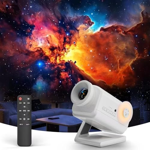 Dnenellr 3D Galaxy Projector, Star Projector with Bluetooth Speaker, 60 HD Themes, Adjustable Focus & Brightness, Night Light for Room Ceiling Decor Relaxation, Gift for Adults & Kids (White)