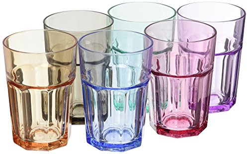 lav Aras Full Colored Tumblers Long Drink Glasses Set of 6 | Vibrant Design for Water, Juice, and Cocktails | Ideal for Home, Parties, and Everyday Use | Durable Glass | Dishwasher Safe | 12 oz