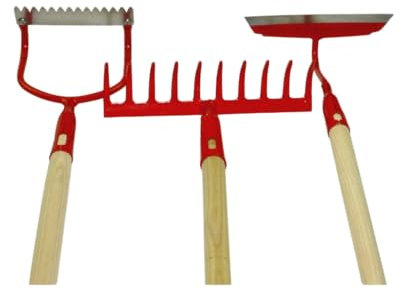 Polar-Set Garden-Shark Unkrauthacke mit Edelstahl-Klinge Rechen Harke mit Stiel