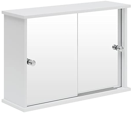 EUGAD Spiegelschrank für Badzimmer Hängeschrank Badschrank Spiegel mit Ablage Schminkschrank aus Holz 55 x 36 x 14 cm weiß