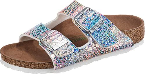 BIRKENSTOCK Arizona Kids MF Mädchen,Kinder,Sandalen,Synthetik,formbeständig,strapazierfähig,hautfreundlich,Silver,26 EU