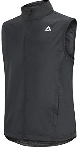 Airtracks Herren Fahrradweste Laufweste Comfort Line Radweste Leichte Wind Weste Reflektierend Winddicht Ärmellos Windstopper Atmungsaktiv S M L Xl XXl 3XL 4XL - schwarz - L