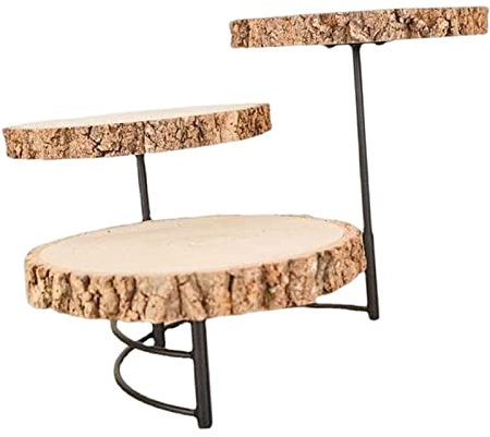 Qianly Wooden Cake Stands 3 Tier Serving Platter for Entertaining Birthday Cake