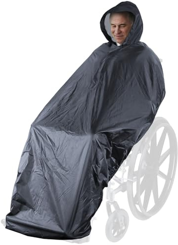 ANYOO Funda Impermeable para Poncho para Silla de ruedas, Poncho Ligero para Lluvia, Capa Protectora con Elásticos que Proporciona Protección seca para Sillas de ruedas, Gris, Talla única