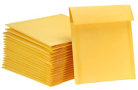 PATIKIL Pack von 25 Luftpolster Versandtaschen Gepolsterte Umschläge Postversand Gelb Mailer Pakete Selbstdichtend 18x16mm für Postumschlag