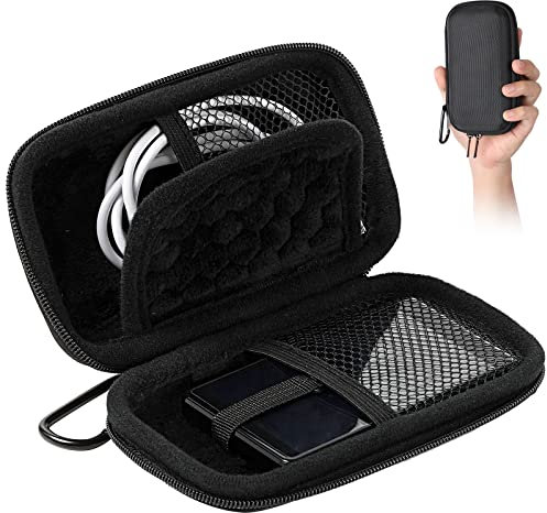 AGPTEK Schutzhülle für MP3-Player, (4 Zoll/2,4 Zoll), mit Metall-Karabinerhaken, für MP3 MP4 iPod Nano, iPod Shuffle, Schwarz