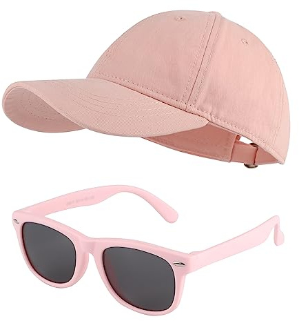 MK MATT KEELY baseballkeps pojkar flickor solglasögon barn 3–10 år set om 2 bomull snapback keps sommar solskydd tillbehör, ROSA, one size