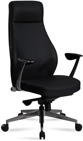 AMSTYLE Bürostuhl Kunstleder-Bezug Schwarz Schreibtischstuhl bis 120 kg, Design Chefsessel höhenverstellbar, Drehstuhl ergonomisch mit Armlehnen & hoher Rückenlehne, Wippfunktion