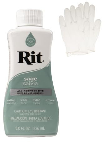 Rit Dye – Flüssige Stofffarbe zum Basteln, für Kleidung und Dekoration – 237 ml Flasche – Salbei (Handschuhe im Lieferumfang enthalten)