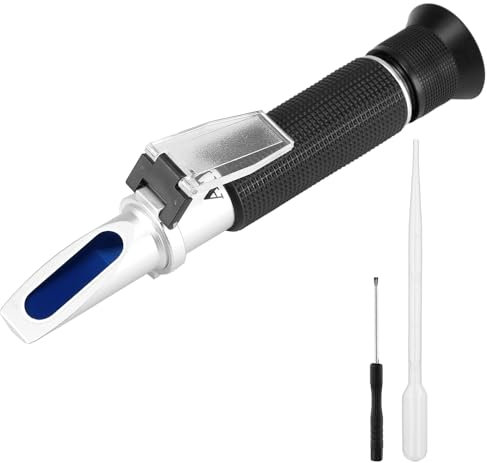 QWORK® Salzgehalt Refraktometer, Salzwassertester-Hydrometer mit Zwei Skalen und ATC, für Fischzucht, Meerwasseranalyse, 0–100 PPT und 1.000–1.070 spezifisches Gewicht