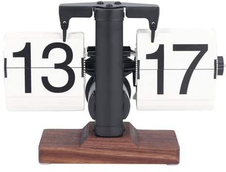 Flip Desk Clock, Retro Vintage Flip Down Clock, 24H Automatic Page Turning Clock, Battery Operated Desk Table Clock, Internal Gear Operated Mechanical Flip Clock For Bedroom Living Room Bedside