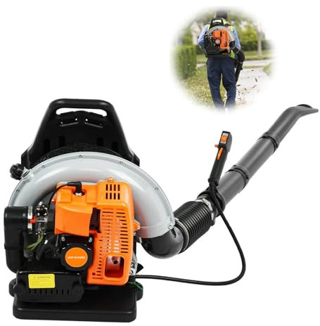 63cc Benzin Laubbläser, Rucksack Laubbläser Benzin, 3PS Kabelloser Laubgebläse Benzinbetrieben, 2-Takt Rückentragbar Blasgerät bis zu 330 km/h, Tragbar Rückenlaubbläser für Terrassen Gärten