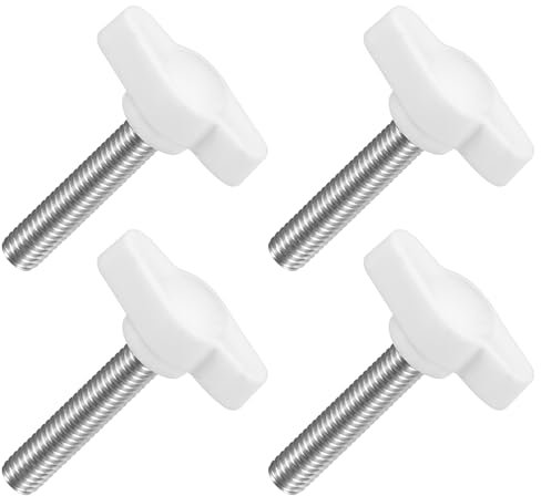 QUARKZMAN 4pz Manopole ad Alette a T a Farfalla, Manopola Serraggio Vite M6 x 30mm Filettatura Maschio Viti Acciaio Inossidabile 304 Maniglia 27mm Dia per Sostituzione Manopola, Bianco