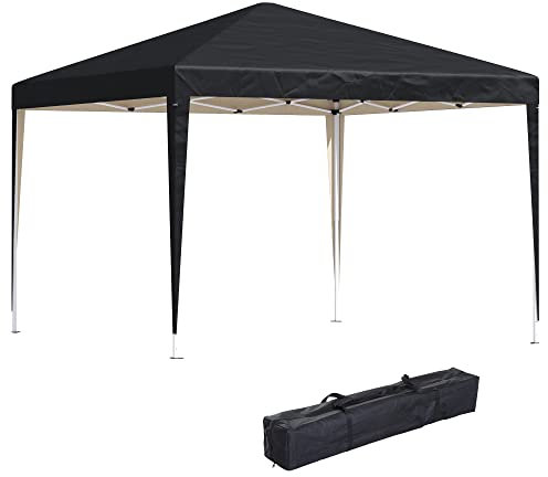 Outsunny Pavillon env. 3x3m, Hydrofuge Stable résistant à l'hiver Pop-up Pavillon Pliable, Protection UV, Tente de fête Pliable avec Sac, Pavillon de Jardin pour Camping Jardin, Noir
