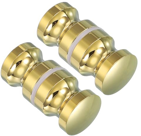 PATIKIL Maniglia Porta Doccia in Vetro, 2 Pz Pomello Doccia Schiena contro Schiena in Lega di Alluminio, Maniglia Rotonda per Pannelli Doccia Scorrevoli Bagno, Oro