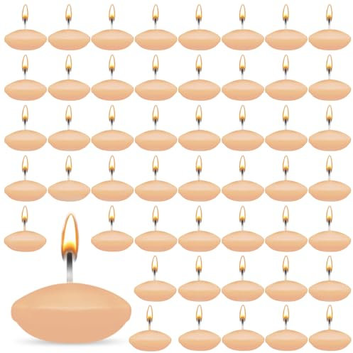 ZITUZY 50 candele galleggianti non profumate, candele galleggianti decorative, senza profumo, per piscina nuziale, vasca da bagno di San Valentino, cena, decorazioni natalizie (arancione chiaro)