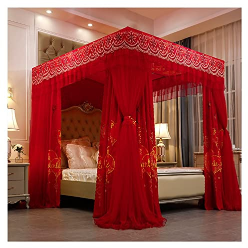 Generico Baldacchini Letto A Castello di Lusso A Baldacchino, Tenda per Letto Matrimoniale, Decorazione Camera da Letto Camera Principessa Ragazza, per Quattro Stagioni, Facile da Installar