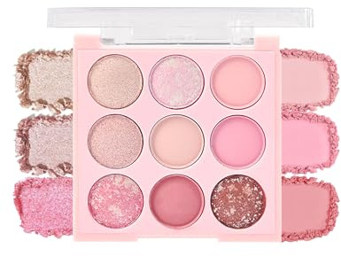 9 Couleurs Palette de Fard a Paupiere, Rosé Ombre a Paupiere Crème Mat Pailletée, Poudre Fine, Longue Tenue Fard à Paupières Imperméable, Hautement Pigmentées, Maquillage pour les Yeux des Femmes-02