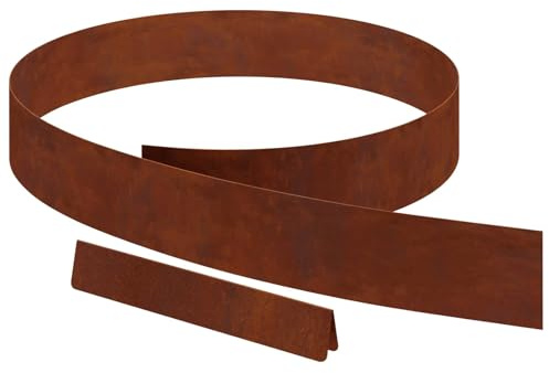 vidaXL Bordura per Prato Ruggine 450 x 0.05 x 15 cm, Giardino e terrazza, bordature Moderne per Esterni, confini per Prato, Design Elegante del Paesaggio