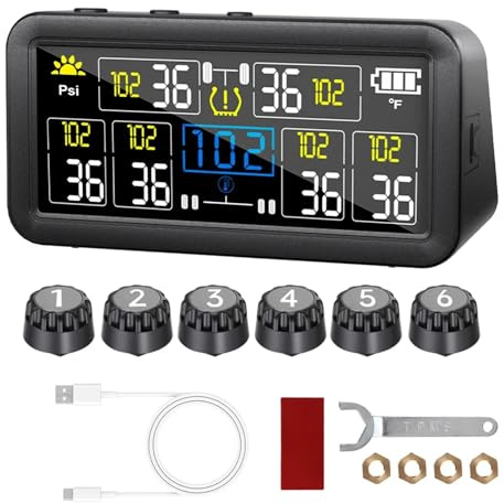 Alarme de Pression des pneus de Voiture, système Solaire TPMS, étanche, 4/6 capteurs externes, écran LCD numérique pour Camion et Camping-Car(6 Sensor External)