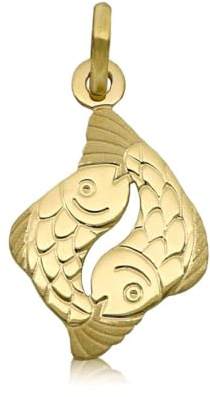 CIONDOLO ZODIACALE PESCI IN ORO GIALLO 18 KT + COLLANA LACCIO IN OMAGGIO