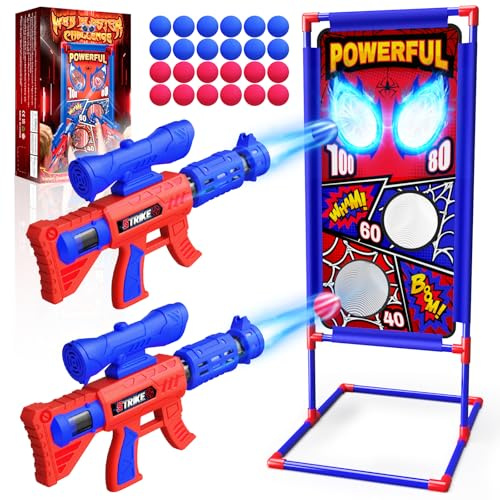 Shooting Game Toys for 3-12 Year Old Boys, 2 Air Blaster Gun with Aim Fun|4 Target Score Point|24 Foam Ball, Outdoor Garden Toys 3 4 5 6 7 8 9 Year Old Boy Gift Kid Toys Age 3-10 Easter Gifts for Kids