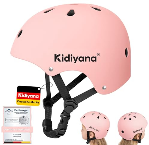 Kidiyana Kinderhelm von 6–14 Jahren M (54–58 cm) – Leichter Kinderfahrradhelm mit ABS-Hartschale & EPS-Schaum, Verstellbar & Atmungsaktiv für Fahrrad, Roller, Scooter & Inliner, Rosa