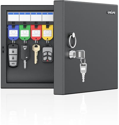 Uniclife 16 Llaves Caja Fuerte para Llaves, Caja de Llaves de Pared, Organizador de Llaves de Coche con Portallaves Escribibles y Etiquetas, Caja de Almacenamiento Portallaves de Coche para Oficina