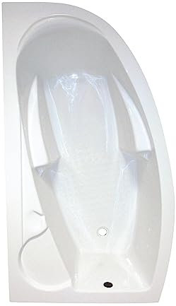 ONDÉE, Baignoire FANY, baignoire d'angle gain de place, 160x90 cm, Acryl et ABS ép, 3mm blanc renforcé, Contenance 200L, Picots antidérapants, 5 pieds à vis de réglage de niveau fournis
