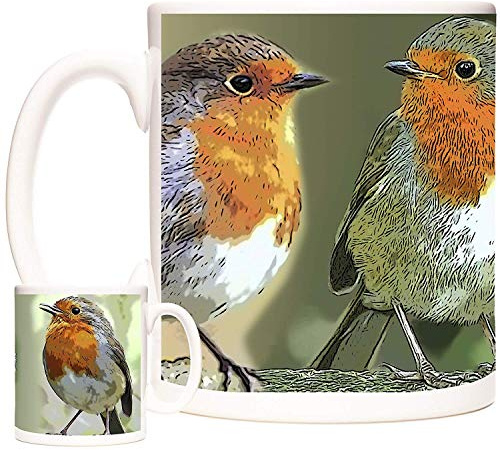 KAZMUGZ CUTE ROBIN RED BREAST MUG Magnificent Robin Birds on an 11oz ceramic mug. Dishwasher and Microwave safe ANIMALS of The WORLD RANGE