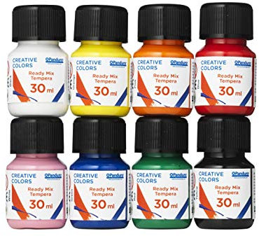 Panduro Creative Colors Tempera Farben - Matt Grundfarben - Deckende Gouachefarbe Malset 8x30 ml - ungiftig