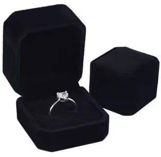 Velvet Earring Ring Brooch Cufflink Box for Jewellery Gift - Small Engagement Wedding Day Proposal Ceremony Box for Men and Women - Black