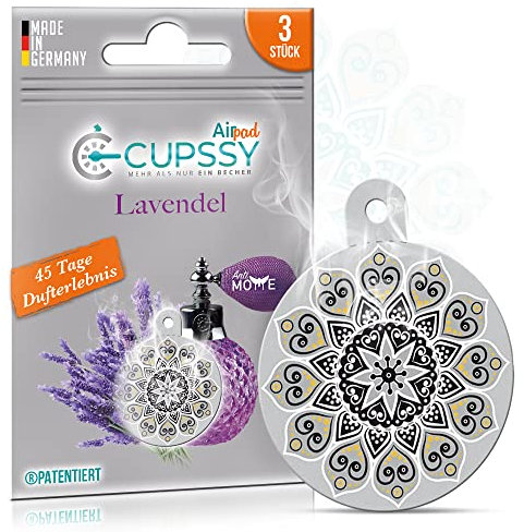 Ambientador coche,Ambientador casa, neutraliza malos olores,aroma Lavanda suave y fresco,Cupssy AirPad 3pcs,Perfume agradable,Perfume Hombre, Perfume Mujer, Garaje Maletero Habitaciones Armario,