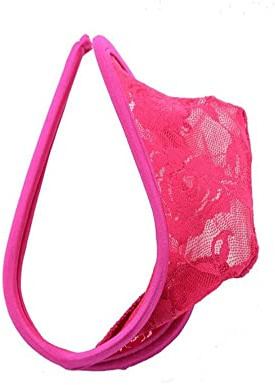 Lace C Trousers String Thong Men Ultra-thin Bikini Thong Man Sexy U Convex Underwear Gay Pouch Underwear Tanga Slip G-strings (Rose red)