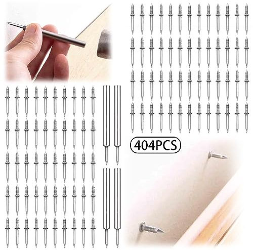 400PCS Clavos Sin Costuras,Clavos Doble Cabeza Acero,Tornillos de Seguridad Invisibles para Rodapies,Clavos para Rodapies,Clavos de Zócalo,Clavo de doble cabeza sin costuras