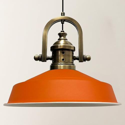bamyum Asletl-Marine Hängelampe Industrial Vintage Ø41 cm, Küchenlampe Hängend Esstisch, Wohnzimmerlampe, Pendelleuchte Orange Metall