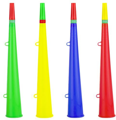 Niuhong 4 Pcs Vuvuzela Horn Plastik Trompeten Fußballfan Sehr Lautes Tröte Krachmacher Horn Cheerleading Trompete Spielen Für Fans Zuschauer Sportveranstaltungen Fußballspiel Stadion