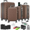 Onbest Premium Koffer Set 4 teilig – Rollkoffer mit TSA-Lock, USB-Anschluss– Plus 1x Kofferwaage, 2X Koffergurt, 4X Adresshänger, 1x Getränkehalter, 1x Schuhbeutel, 4X Staubschutzhüllen