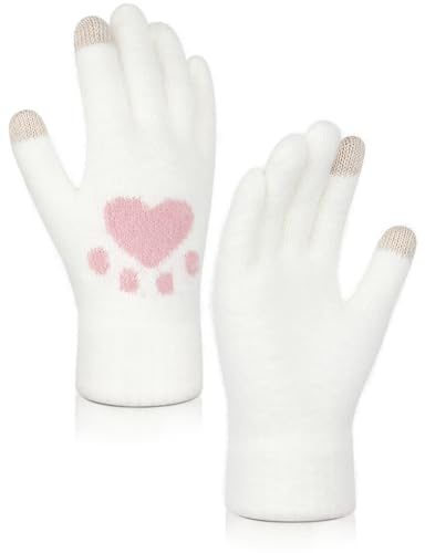 MELLIEX Gants Femme Hiver, Gants Tactiles Anti Froid Gants Thermique Mignon Gants Chaud pour Cyclisme Randonnée Escalade Travail Loisir